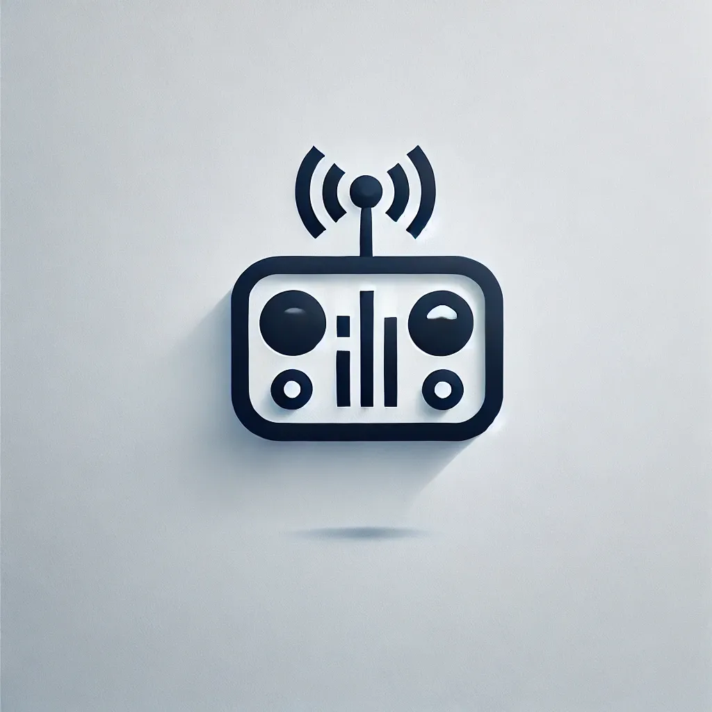 Logo minimalist sistem audio cu radio FM