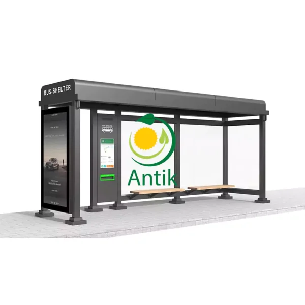 Statii autobuz moderne SB22 cu afișaj digital și panouri publicitare integrate, vedere laterală