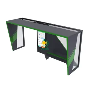 statii autobuz moderne SB09 - design negru cu verde, vedere laterala